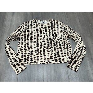 LNA Clothing Leopard Print Ribbed Long‎ Sleeve Stretch Crewneck Top Size M
